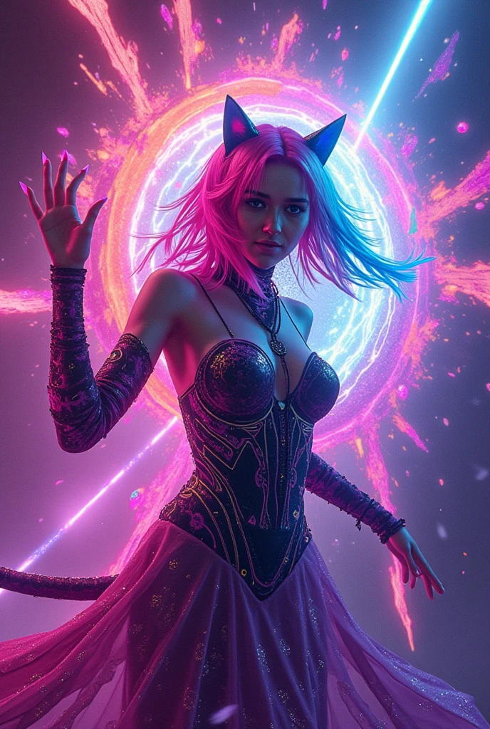 A youthful female character, rendered in a cartoonish aesthetic, engages in a celebratory gesture known as "dabbing" while standing confidently alongside a feline companion and colossal representations of Bitcoin and Dogecoin cryptocurrencies. These representations are crafted from vibrant, translucent crystals, exuding an aura of ethereal beauty. The female character's physique is adorned with intricate irezumi tattoos, while her attire reflects a dark and gothic fashion sense. The backdrop of this scene is a mesmerizing nebulous expanse, awash in vibrant shades of purple.The fact that everything is everywhere all at once, it is, it isn't, it will be, it won't be, it can't be, it must be, and it has to be. 

The words that we speak have power beyond belief. There's a reason that they call it spelling words. There's profound truths in every moment, inching you closer to the truth. But never getting you there, because attaining understanding is inherently a limitation in its own right. 

I understanding something means that I stand under it holding a position, being rigid to defend, and by standing under We turn the infinite into the definite. 

With congruencies, alignments, and resonance we will find the truth that persists is the truth that most have agreed upon. 

Science demands facts, religion demands faith, both of them said the same thing but different words. First came the word they
A youthful female character, rendered in a cartoonish aesthetic, engages in a celebratory gesture known as "dabbing" while standing confidently alongside a feline companion and colossal representations of Bitcoin and Dogecoin cryptocurrencies. These representations are crafted from vibrant, translucent crystals, exuding an aura of ethereal beauty. The female character's physique is adorned with intricate irezumi tattoos, while her attire reflects a dark and gothic fashion sense. The backdrop of this scene is a mesmerizing nebulous expanse, awash in vibrant shades of purple. 🔮✨🌌