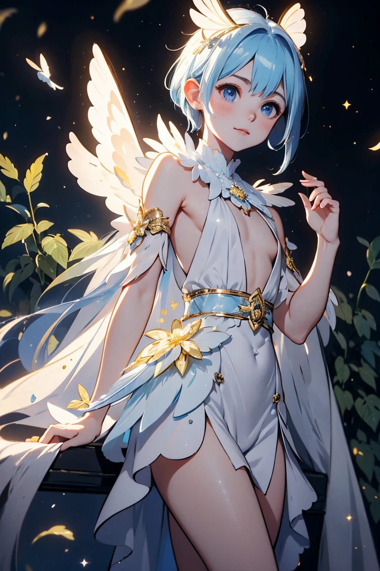 A risqué silver-winged princess dancing in the center of the sun
