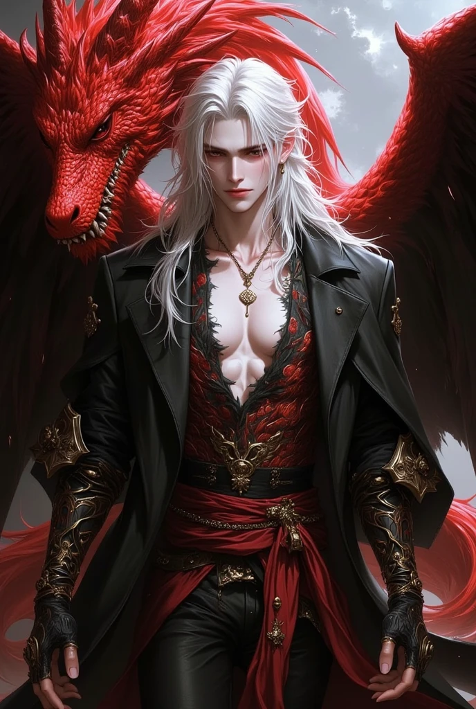 1 man,guy, handsome,Standing , at night,vampire,white hair, long hair, red eyes,sexy boy, black shorts,at night,ultra detail, perfect face, clear face, HD face,Ultra detailed face,hai