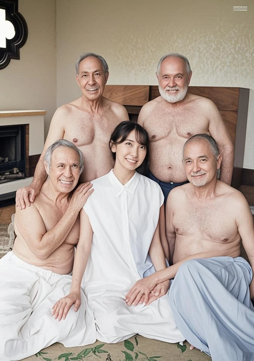flat chest,sex friend,Group shot of 45-year-old beard man and short hair 14-year-old girl,slingshot swimsuit,smile shyly,having Group sex,Japanese summer school dress shirt,Real light,creaking bed