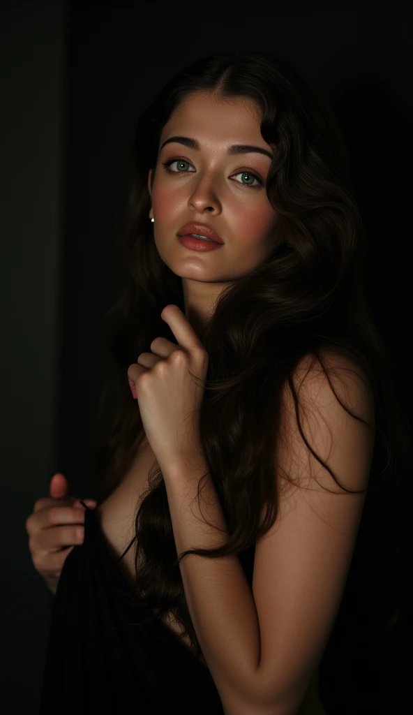 Pale skin, black hair, cleavage