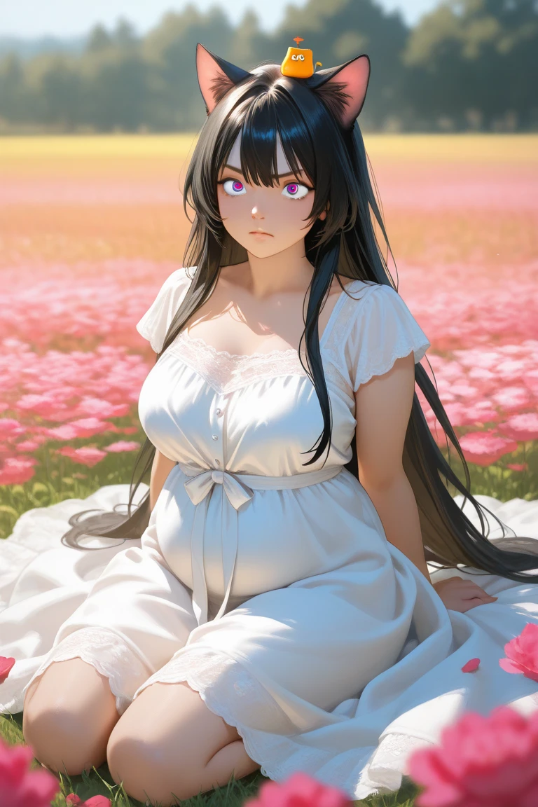 Masterpiece of the Highest Quality, High Resolution (4K), an Exquisite Portrayal of a Charming and Enchanting Coffee-Colored Black-Skinned Adolescent Lolita:
She is in the park wearing sexy and alluring casual clothes mini skirt and midriff spaghetti strap lady lingerie pregnant and due
