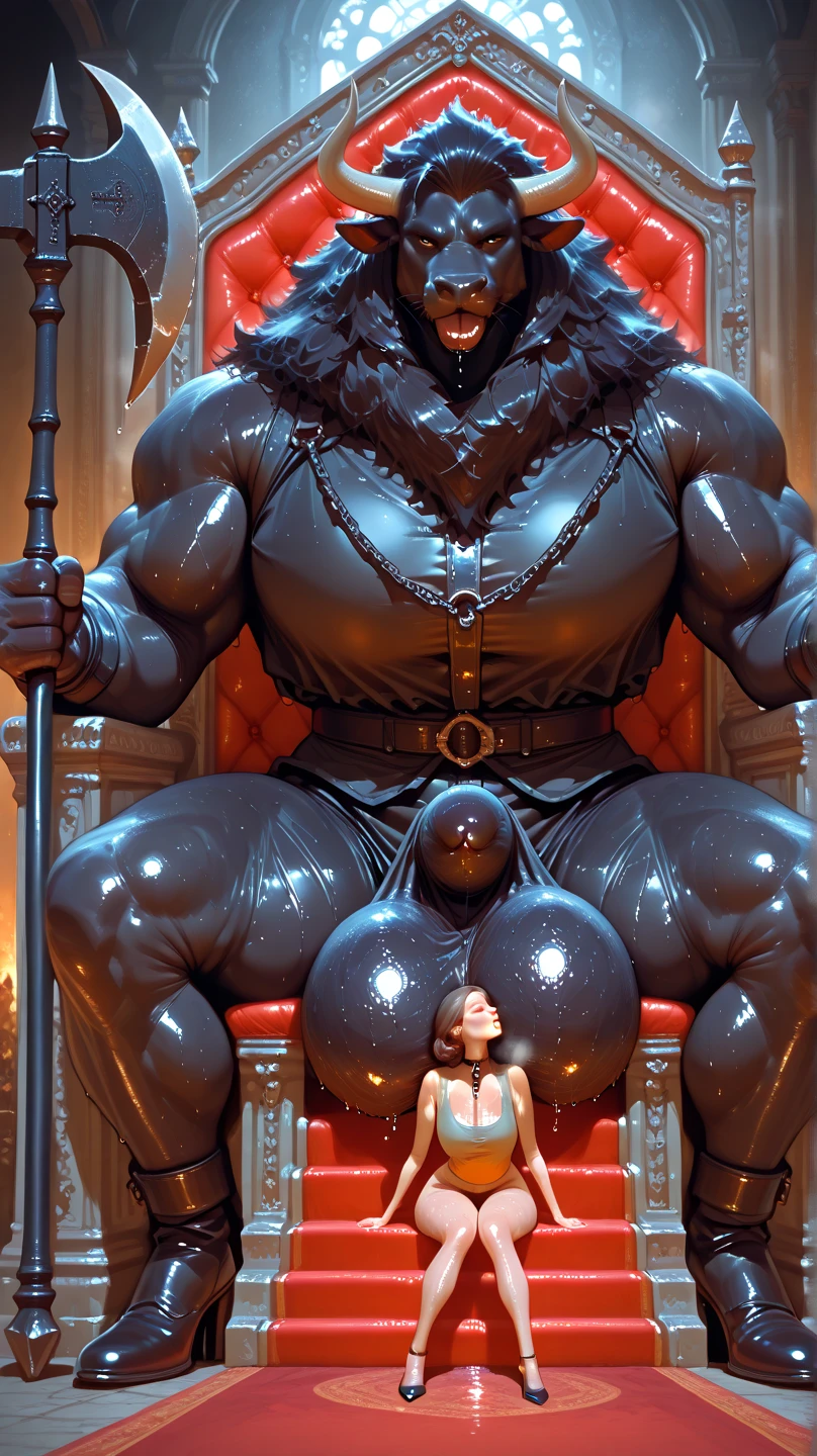 anthro, cane corso, male, mature, sitting, nude, sitting on throne, throne, background of palast, palast, penis, balls, foreskin, flaccid, pubic hair, hairy belly, hairy chest, feet, paws, big paws, musclegut, holding beer, beer, chubby, feet on ground, black fur, (((grumpy5000))), big nose, gay, duo, couple, (((sitting on face5000))), (((facesitting5000)))