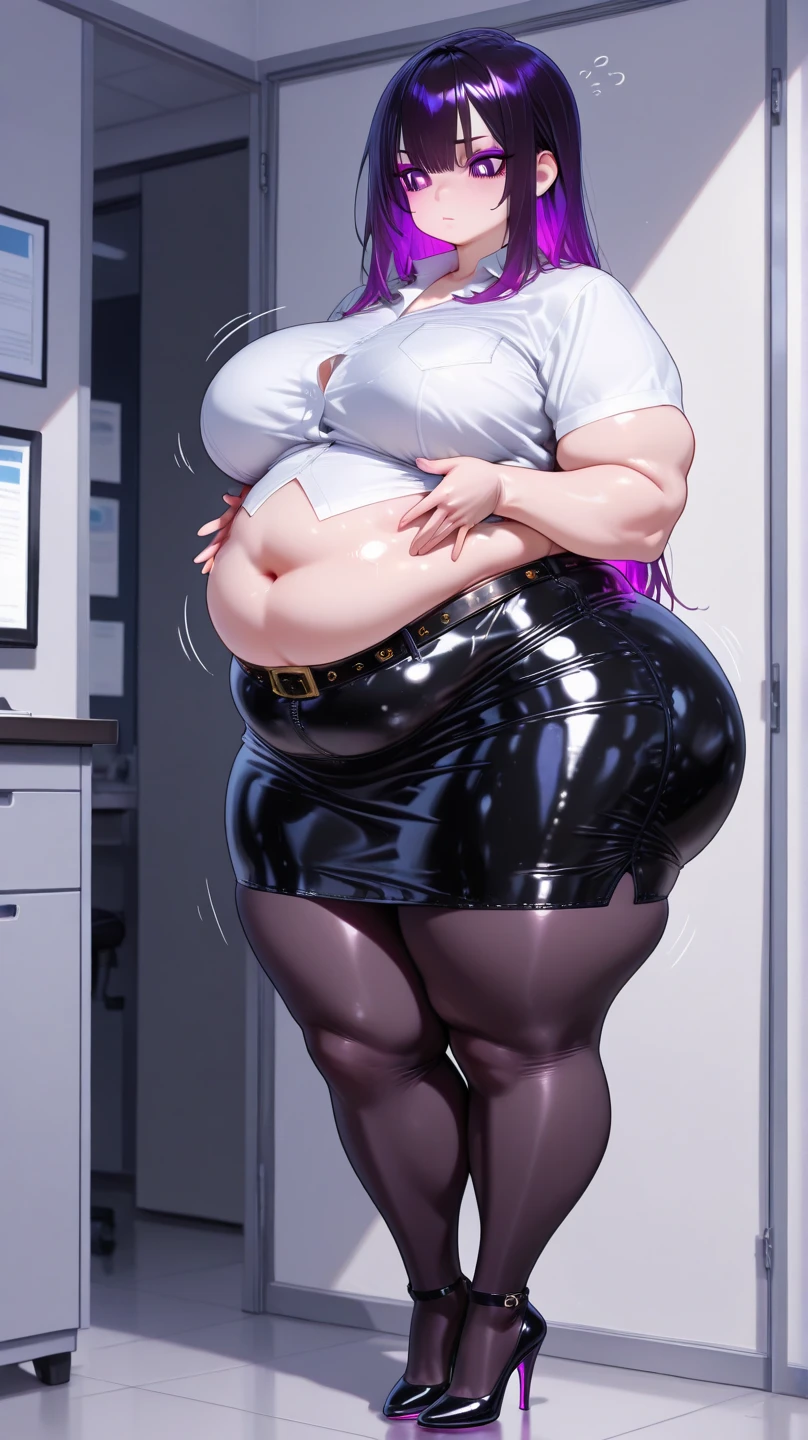 A curvaceous, cute and skinny super large biggest thick ass realist secretary , dressed in a tight-fitting skirt that hugs her voluptuous large and thick hips and round huge thick ass behind. perky breasts, which are just barely contained within the constraints of her buttoned-up attire. pantyhose, big and thick and ass, large and thick hips