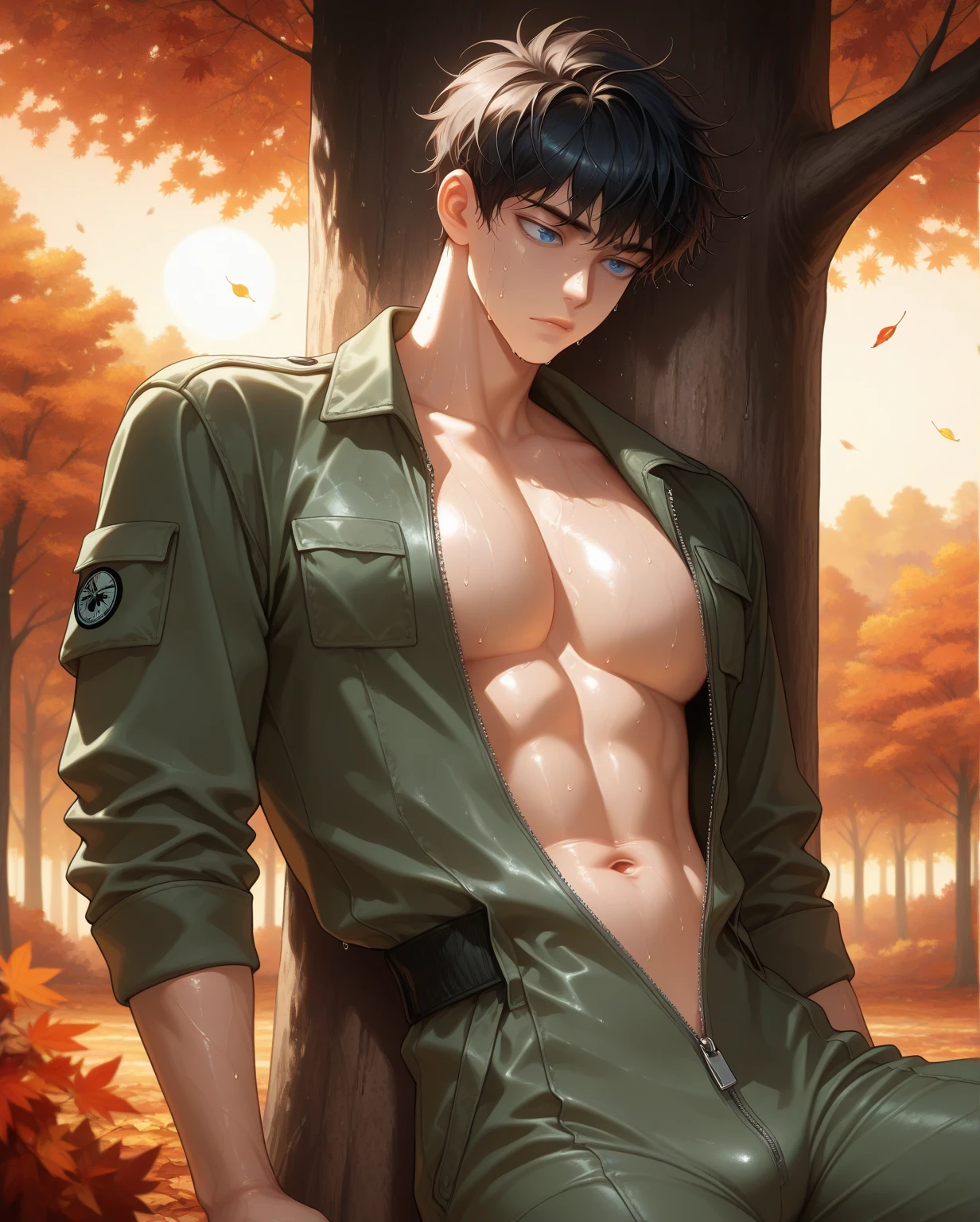homen, wearing no shirt, sexly, homosexual, Young men, teenagers, farm, natta,High beam,real light,Traching de raias,oc renderer,UE5 renderer,hyperrealisti,best qualityer,8K,Masters' works, fully body