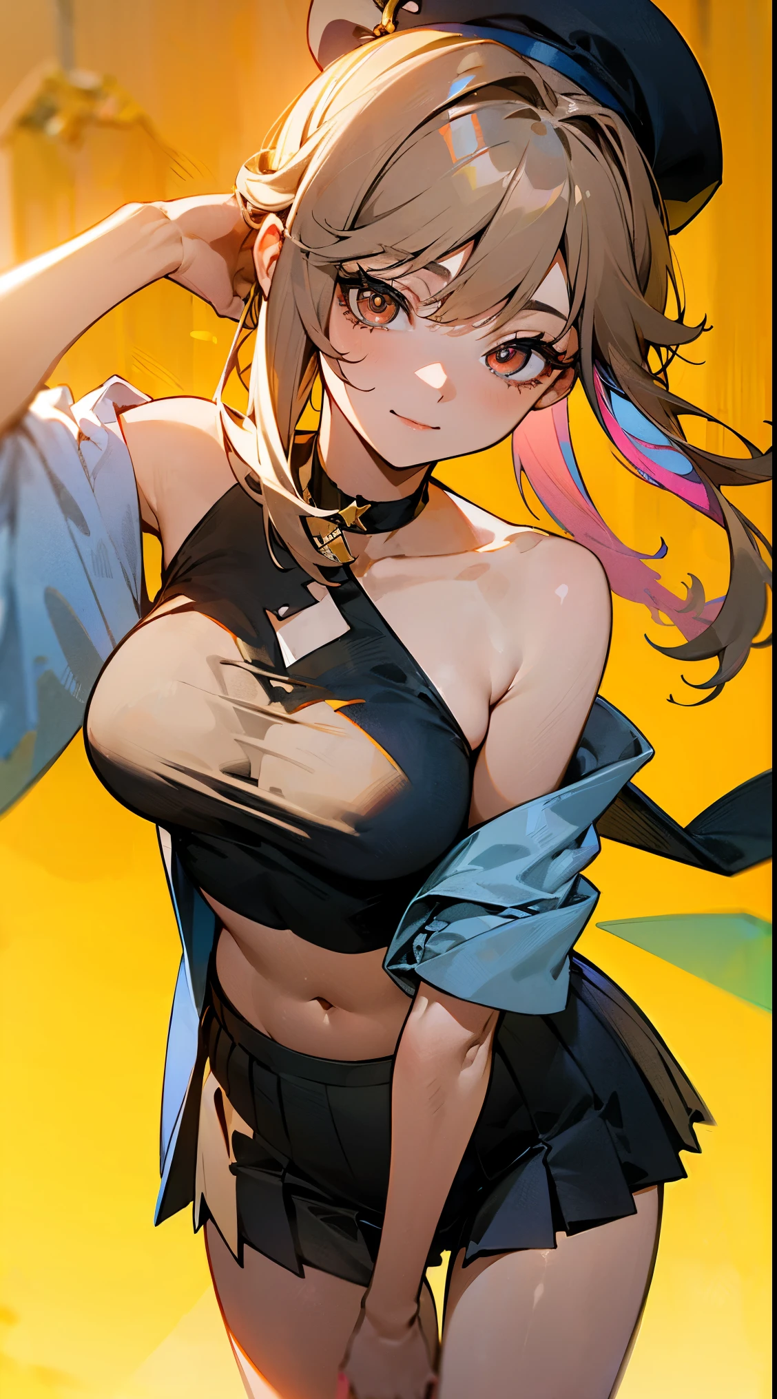 master-piece,hyper quality,hyper detailed,perfect drawing,1 beauty, smile, normal light, bust up, portrait, sporty, active, sportswear, sports bra, legging pants (0.7), playground, toned body, arms raised up and spread wide, underarm hair, bristles, Hairy, armpit --auto --s2