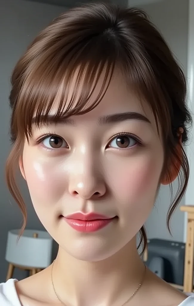 Face shape and features:
Round face shape、Give a soft impression。
Big eyes、Have a natural facial expression that makes it look like they are blinking.。Adding double eyelid and eyelash details。
Thin eyebrows、It has a natural shape、On the eye。Eyebrow arch is natural、Compliment their facial expressions。
Eye details:
eyes are shining brightly、Make a lively impression。Pupil size and color are natural、Create an attractive appearance。
Adds natural shadows and highlights around the eyes、Expressing a three-dimensional effect。
Add fine lines around the eyes and creases on the eyelids.、Achieve a realistic look。
Mouth expression:
The mouth is soft, Smiling expression.。lips are plump、Painted in natural colors。
Beautiful teeth alignment、We will create a natural shape that is unique to you.'laughing.。
The corners of the mouth turn up、Create a graceful smile。
Skin texture and expression:
Leaves skin smooth and radiant。The skin texture is natural、Moderate expression of pores and fine wrinkles。
Healthy skin color、Add natural shadows and highlights to create depth。
Gives skin a natural tone、Creates a healthy, bright appearance。
Light and shadow effects:
Considering the shadows and lighting conditions from the light source、顔のExpressing a three-dimensional effect。Wraps your face in soft light、create natural shadows。
Use light reflections and highlights、Enhances skin radiance and eye brightness。
Background and environment:
The background is simple、Choose colors and patterns that complement your facial features、Make sure your face is clear of any obstructions。
Background color and brightness、Adjusting your face to enhance it。