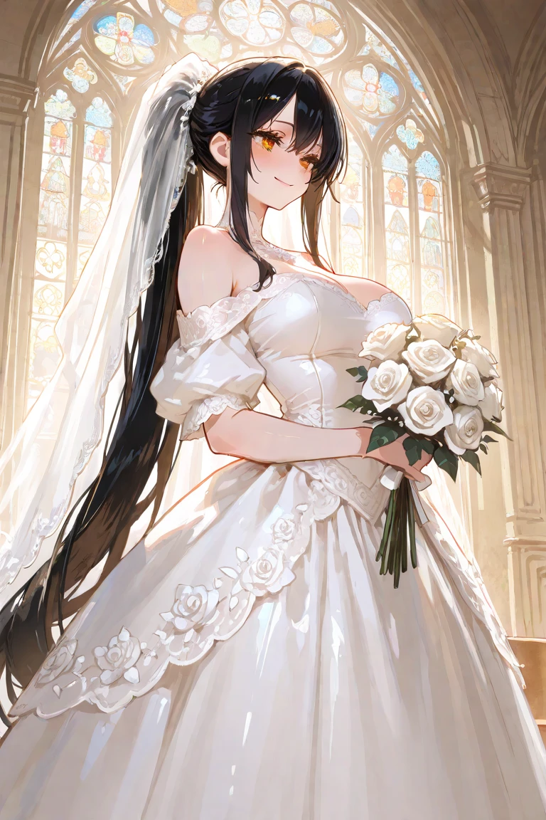 (highest quality, High resolution, masterpiece:1.2,), figure, night, One girl, whole body, (Wedding dress),Big Breasts,Clothes,defeat,Injury, , View Viewer, Happy, blush,