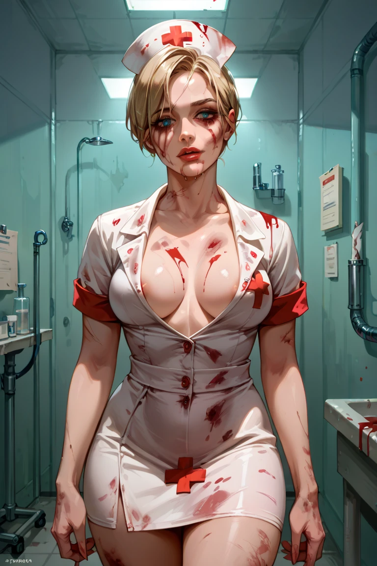 masterpiece, (textured skin), best quality, gorgeous beautiful, (a beautiful girl,zombie),detailed clothes,large breasts,narrow waist,, (beautiful face), cinematic lighting, (fantasy anime art ),