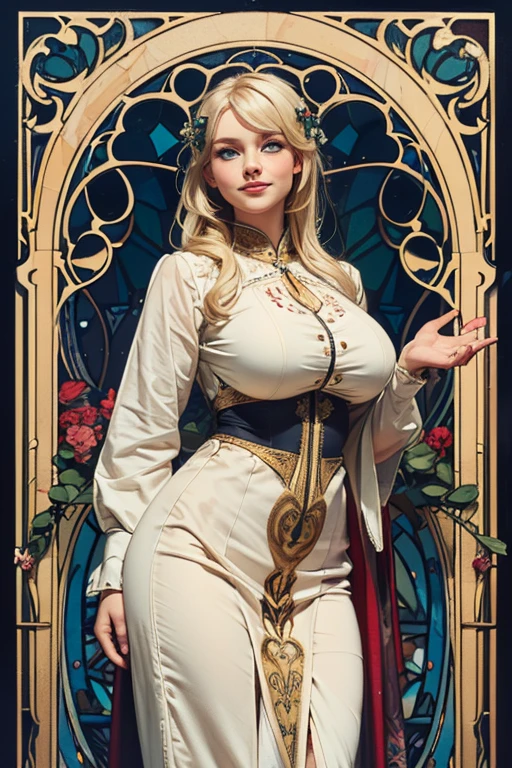 a mature female，Queen temperament，Fine and detailed eyes and detailed face，Tall and tall，The blonde，queen，She wore aristocratic clothing，Tight trousers，Wear it with light blue lipstick and heels，black pantyhoses，Reveal high heels，Expose the appearance of high heels，（Black stockings wrapped around the hips：1.4），General of special forces， allure：（Tall：1.4），haughty、cruel grin，Mature temperament，Ruby eyes，Apply blood-red lipstick to your lips，Wide buttock（big assa：1.4），（Thick thighs：1.4），Majesty，Background inside an uninhabited palace，are standing