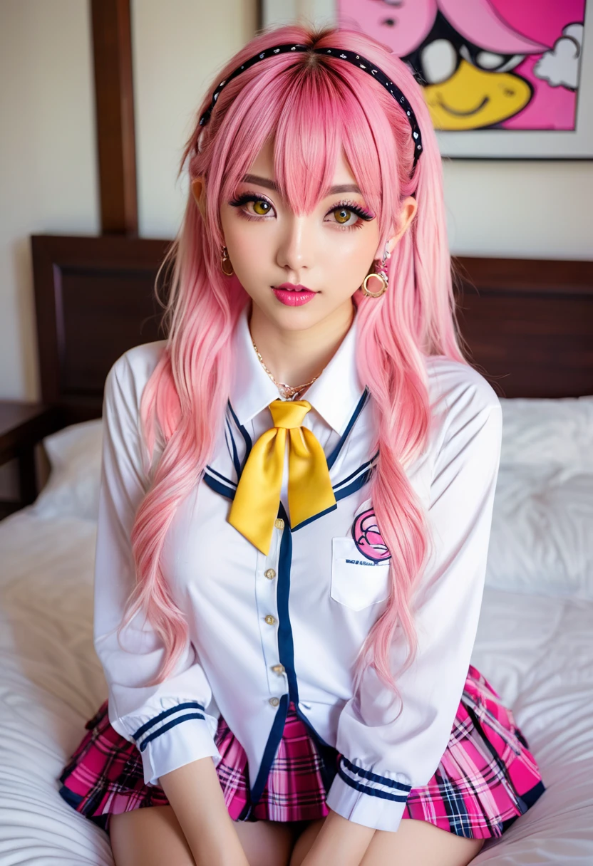 ((masterpiece, best quality)), (1girl),((mature female)), lightpink hair, halo, horn, ((office lady )),bangs,middle breast,(busty),slim,smile, [wide hips],office,standing, aru \(blue archive\),Tsubaki girl play in the stream happily