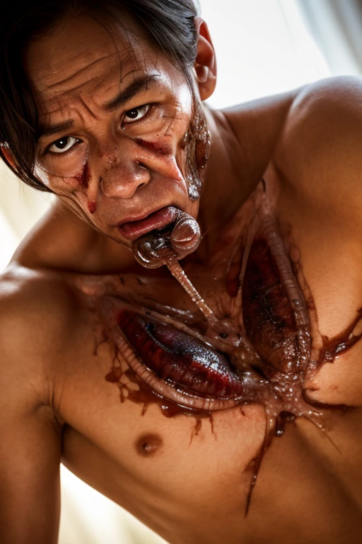 Handsome man in manure pit , smudged , nsfw , eroticism
