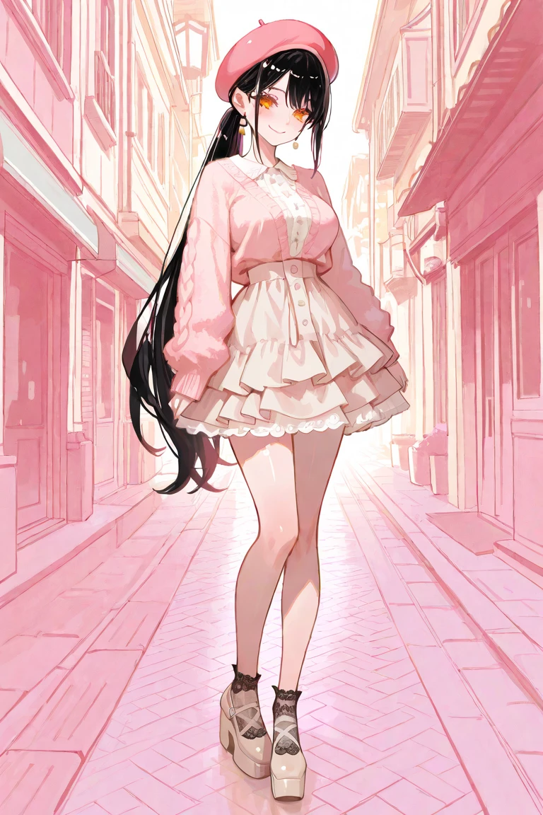 Original character, voluminous lighting, long black hair, lip gloss, urban café, summer dress, harajuku takeshita street, popsicle