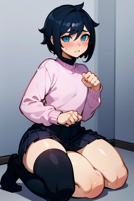 ((Stand with your legs closed:1.5)), (((15-year-old girl))), (((Lift up the skirt:1.5))), ((Skirt flip:1.5)), ((Short Bob)),Long legs,Tight waist,slim,(wear:Blue Sailor Suit:1.3,athletic sneakers:1.3), ((Full body photo)),((Please show me your shoes)) , Pornographic exposure, (With background:locker room:1.5) She has short black hair,Viewed from the front, Hair straightening, (((masterpiece, (Very detailed CG Unity 8k wallpaper),highest quality,Cinema Lighting,Detailed Background,Beautiful and beautiful eyes,Bright Eyes,black eye, (Very elegant and beautiful),(Beautifully detailed eye depiction),Very detailed,masterpiece)),High resolution,Very detailed)