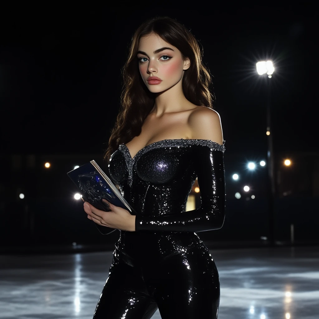 ((Cute girl: 1.2), (Big breasts: 1.5), (Full dress: 1.3), (Black & golden color dress: 1.4), (Smart body: 1.3), (Looking at the moon and stars in the sky from the ground floor: 2.1), (Glasses with square size yellow and red lighting: 1.1), (Background blur: 1.5), ((8K, realistic model: 1.4)), --s2-imagine --
A cute girl dressed in a black and golden color dress is standing near the ground-floor windows, looking out at the night sky with wonder. The dress fits