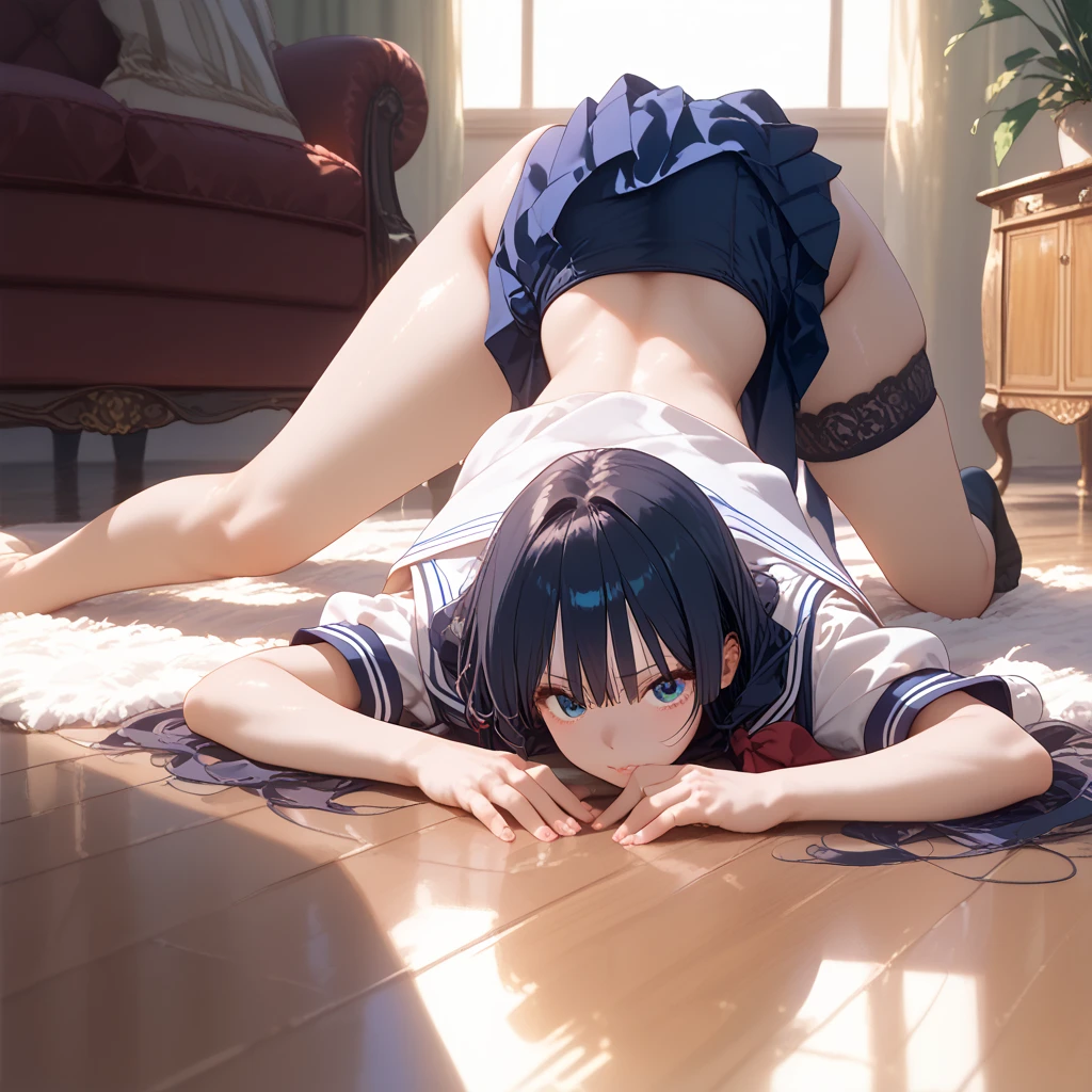 One person、masterpiece、Highest quality、Super detailed、High resolution illustrations、Improve skin quality、Increase eye appeal、Drawn in detail、Perfect body structure、Old woman、Business suit and tight skirt、On all fours、Buttを見せる、Butt、look back、Lift up the skirt、Showing off a plain looking pair of panties、Are thin、Tall、Buttが小さい、Skin blemishes、Skin wrinkles、Aged skin、Wrinkled skin、Outdoor、Embarrassing、Unpleasant、Sweat it out、Sigh、Heat、Black Hair、Downcast eyes、Watery eye、mole、Long Hair、ponytail、