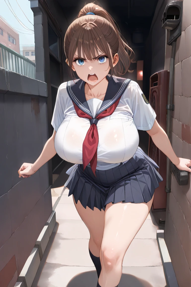 1girl, (huge breasts), huge hip,Glamorous body,fang,elma,bright pupils, white pupils, brown hair, low twintails, , red bowtie, collared shirt, short sleeves, pleated skirt, blue skirt, score_9, score_8_up, score_7_up, BREAK source_anime, best quality, masterpiece, uncensored,embarrassed,blush,happy BREAK girl stay locked up machine's body, through the machine, confinement, caged, restrained, bondage, , big machinery,milking plant, dairy plant milking machine, transparent funnel tube, milk tanks BREAK sex, vaginal,missionary position, (large penis, Machine penis in pussy) BREAK nipples, navel, wet, sweat, orgasm, cum on body,excessive cum,drool,sweat,pussy juice,love juice BREAK laboratory,jail bar,detailed inside machine, cockpit, detailed inside machine, cockpit, gears, motors, shafts, transmissions, terminals, [electronic] circuits, vacuum tubes, [electrical] cords BREAK from below
