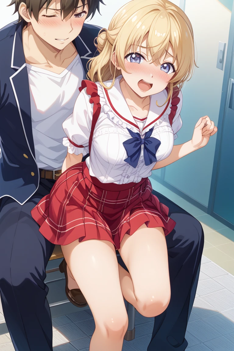 score_9, score_8_up, score_7_up, source_anime, (((he graping her breast))), sex from behind, standing sex, bent over, ((((motion lines)))), vulgarity, (((wrestling ring)))), ((1shota boy,tall stature)and(1petit girl)), (hetero), (height difference), ((((1petit girl,short stature)))), ((((girl is 130cm)))), (slender body:1.4), (long hair, french braid),straight hair, blonde hair, light blue eyes, ((((flat chest)))), covered navel, collarbone, pale skin,shiny skin, ((She wears military uniform, black pantyhose)), ((((ahegao)))),(rolling eyes:1.4), (trembling), (cum on clothes:1.4),cum on body,excessive cum,cum facial,bukkake,cum on hair,cum in pussy, clothing aside, clothed, text, BREAK (1shota boy,tall stature:1.4), ((((boy is 170cm)))), small penis,he looks smug,
