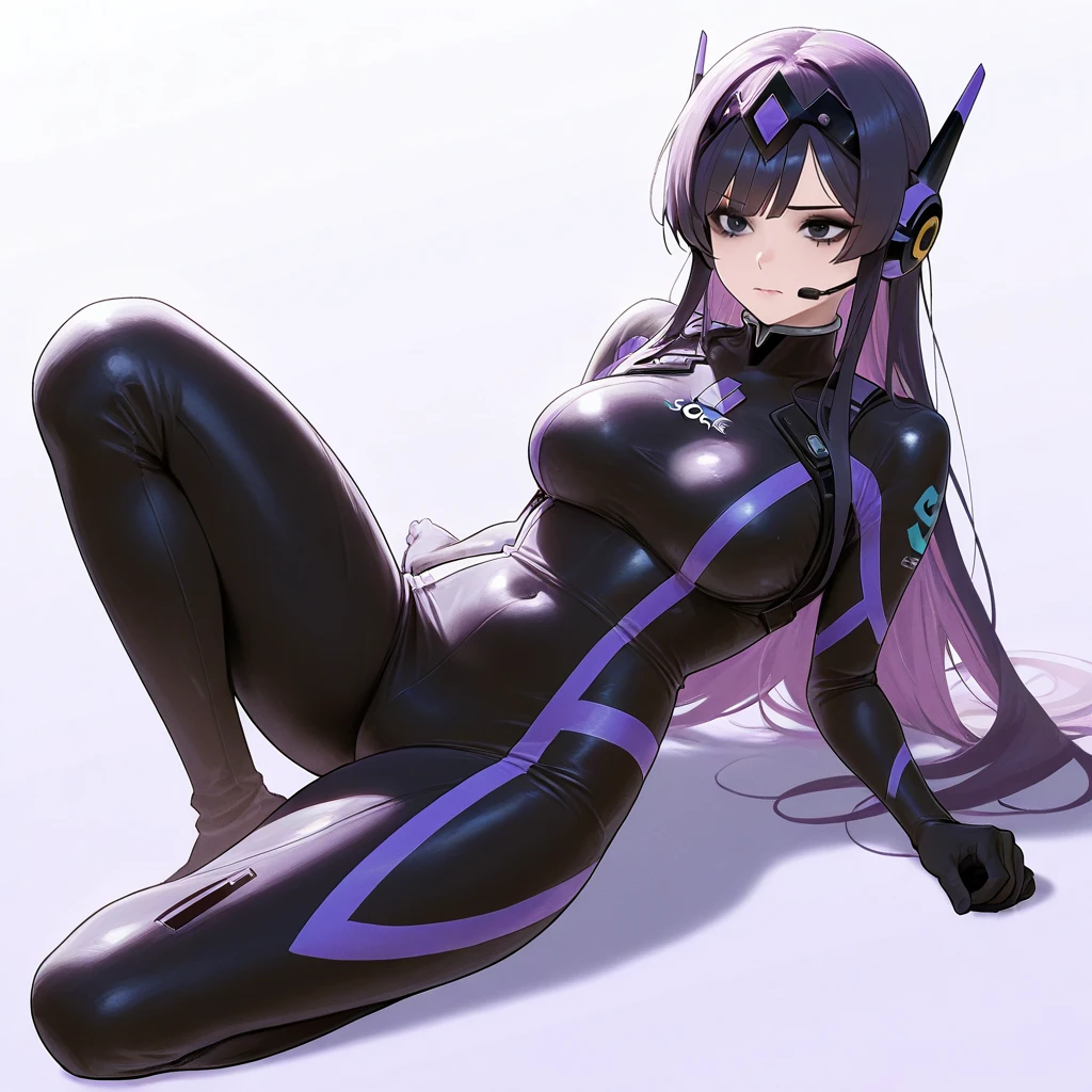 highest quality　Highest quality　draw the face carefully　Anime style high quality face　super shiny skin　black full body suit　purple hose　High heels　Succubus　lure　smile　Rear view　Back view
