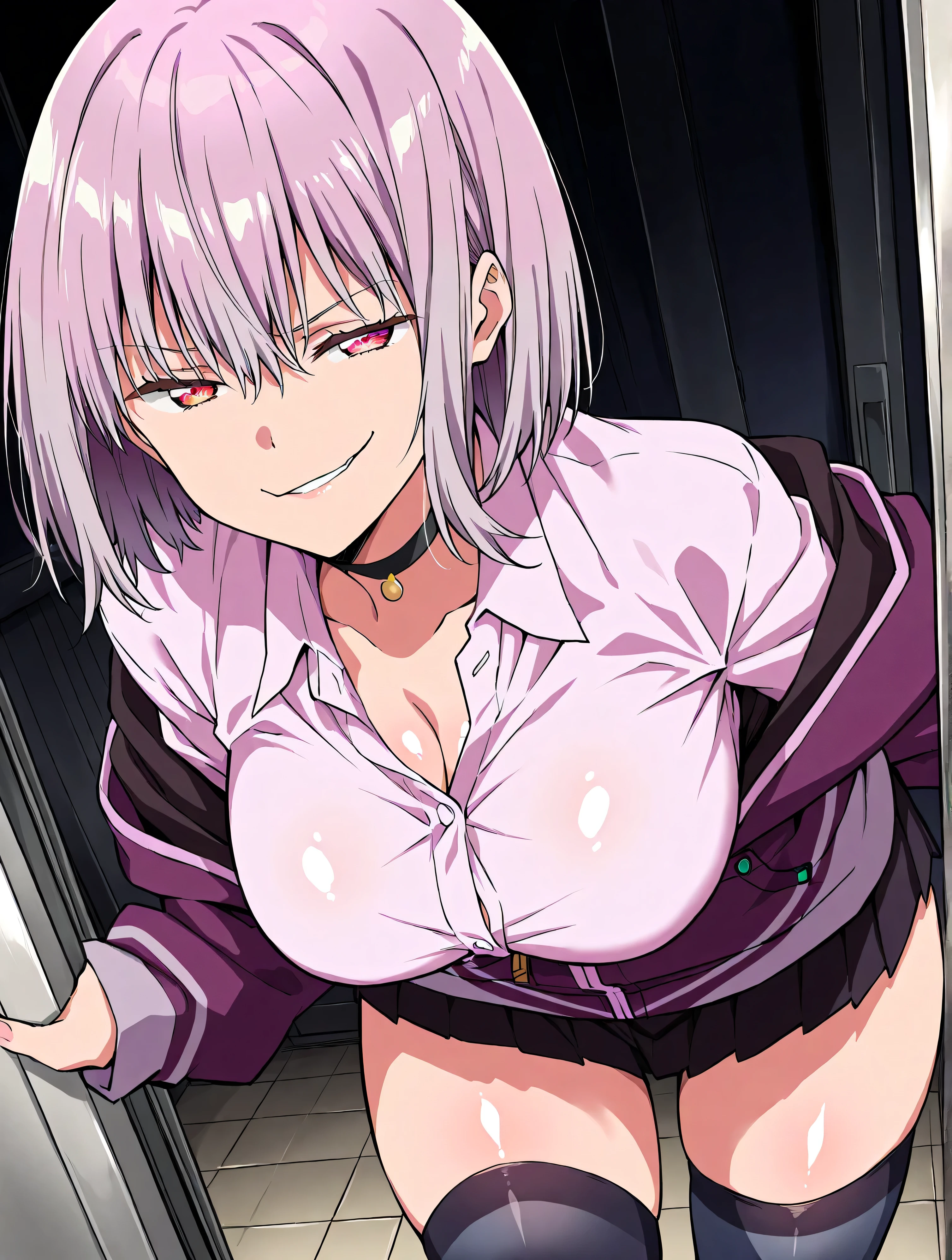 master masterpiece, best quality, High resolution, high resolution, 1 girl, alone, angle from below, skirt, breasts exposed, シャツを着てないのでbreasts exposed、fluffy chest, cleavage,ぼっ起nipple, 固nipple, プリーツskirt, socks, 黒いskirt, long sleeve, bangs, Black sockss, dress shirt, troubled expression,red face, sweaty, soaking wet, See through, thin clothes, 風に舞うskirt, リフトアップskirt,skirtを手で捲り上げて陰毛を見せている、 crotch line, hip line, , beautiful leg line, water droplets running down the legs, Lower body soaking wet, My waist was wet, excessive crotch droplets, Three-dimensional effect of body parts, realistic skin texture, focused on feet, kneel down, spread your knees, bright room, , lighting from below, ,platinum blonde,medium hair,red eyes、I'm not wearing underwear、I'm not wearing a bra、I'm not wearing pants、thin pubic hairは丸見え、nippleも丸見え、No clothes are worn from the chest down、全naked、素っnaked、not wearing any clothes、Stand with your legs straight、I'm not wearing anything on my legs、exposed bare skin、All breasts are exposed、I'm not wearing underwear、skirtを手で上げている、Pubic hair exposed、thin pubic hair、beautiful pubic hair、はだけてbreasts exposed、シャツを着てないのでnippleが丸出し、Breasts are showing、nippleが丸出し、nippleが丸出し、手でシャツを引っ張りnippleを見せている、手でシャツを引っ張りnippleを見せている、手でシャツを引っ張りnippleを見せている、naked、belly button、nipple、胸元をぐっと開いてnippleを見せる、belly button、belly button丸出し、belly button及びnippleが丸出しになっている状態