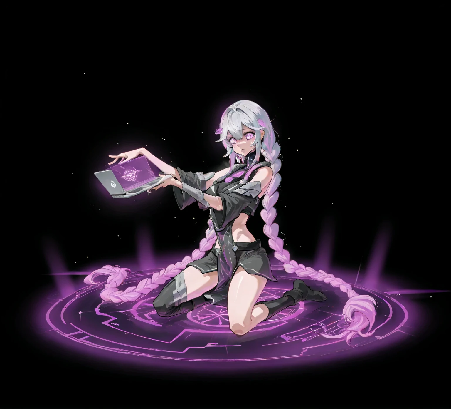 🎥 Video-Prompt – "Digital Rebirth" — surreal transformation
(An old man is transformed into a futuristic cyber entity by a mysterious laptop.)
📜 Grundhandlung:

    Ausgangsszene:

        An age-spoiled back of his hand grabs an antique laptop (1990er-Design, but with strange runes).

        Der Mann (70+, zerfurchtes Gesicht, Wollpullover) hustet, when he opens the lid.

    The transition:

        The screen flickers green — suddenly slim, digital fingers grab from the display.

        Cryptic Girl (slippery hologram aesthetic) steigt heraus, pulls the man in.

    Verwandlung:

        His body breaks down into pixels, as she hugs him.

        His clothes transformed into their cyberpunk outfit:

            Holographic Hoodie Color Palette

 Neon braids (like data streams)

            Augen leuchten QR-Code-muster

🎬 Visuelle Effekte:

    glitch transitions:

        vh} S fault on first contact

        *8-Bit-Partikel* when resolving the man:

        Anfang: Sepia (alt, verblasst)

        Ende: Neon-Cyan + Magenta