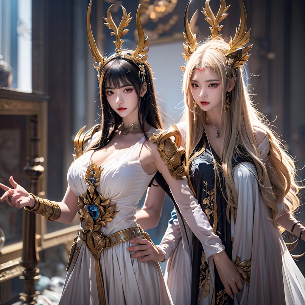 ((Highest quality)), ((masterpiece)), (detailed)Two Women 1.2、Sister 1.2、大きな白い竜に見守られながら玉座に座っている二人の姉妹のQueen1.2、50 years old、Nioh Standing 1.2、Horrible Face 1.2、Glaring 1.2、Sagging milk 1.2、from the front、Well-formed face、Cheeky face 1.2、Hitman 1.2、Murderous Intent 1.2、Killer Face 1.2、Mouth closed 1.1、Huge breasts、A rich body、Stand straight with your legs apart1.2、,(((Big Breasts))),(((Huge breasts))),(((Great tit))),(((SFW)))、Extraordinary Vengeance 1.2、Armored animals、Large areola、Standing at the entrance to the underwater temple leading to Ryugu-jo Castle、Dragon curtain on the podium in the background 1.1、A huge white dragon is watching over the woman from behind..2、Magnificent Underground Scenery 1.2、near, violent, Creatures from the End of the Earth、White vampire owl on shoulder 1.2、Little White Owl 1.2、A chair made from a giant snake、Maximum chest size、Metallic rainbow snake dress with Yamata no Orochi embroidery、He has a very sharp shield with a spear attached to his back、In the background sits a giant white dragon that rules the world..2、Crystal Stone Spear 1.2、Stand up straight with your arms folded、Whitish blonde 1.2、Super long straight hair、Shiny Hair 1.2、Super long bangs 1.2、Spread your legs wide、Iridescent Cosmos Spear 1.2、One gun in each hand.2、A gold and black metallic tapestry with floral patterns blooming in the dark、A metallic flower arrangement that represents infinity、Infinite flower field embroidery、Gold see-through tights、Large silk tights with net、Queen'Decoration of s、Huge red diamond necklace 1.2、Black garter belt、Long eyelashes、Angry eyebrows、Ancient Alien Furniture、(((Big Breasts))),(((Huge breasts))),(((Great tit))),(((SFW)))、Backlight、Smooth waistline、Bullish face、Challenging face、Angry eyebrows、legs are long、Black Market Aesthetics、Woman with a black aura、superior look、超Big Breasts1.2、The pinnacle of elegance、Beautiful Snake'tongue、Sparkling star sand hair clips on your ears、A carpet of dreams dripping with blood、White skin as delicate as a silkworm cocoon、Huge breastsを持つ美しい女性、Big fairy、Specially made crystal ball'Nesting、Sentimental composition、Joy in anger、Mandalas bouncing around in bubbles、I pledge my life in front of her open legs.、I sacrificed my life to open her legs and lick her whole body...、The irresistible smell of death assaults my nose、Grin、Bare Big Breasts 1.2、Immature and competitive.2、from the front、Brave Standing 1.2、Something red as an accent color 1.1、Woman 1 shows close relationship with background and decoration.2、Cool scenery 1.2、In the background sits a giant white dragon that rules the world..2、Colorful background 1.2、Sexual Sacrifice 1.2、Sharp angle change 1.2