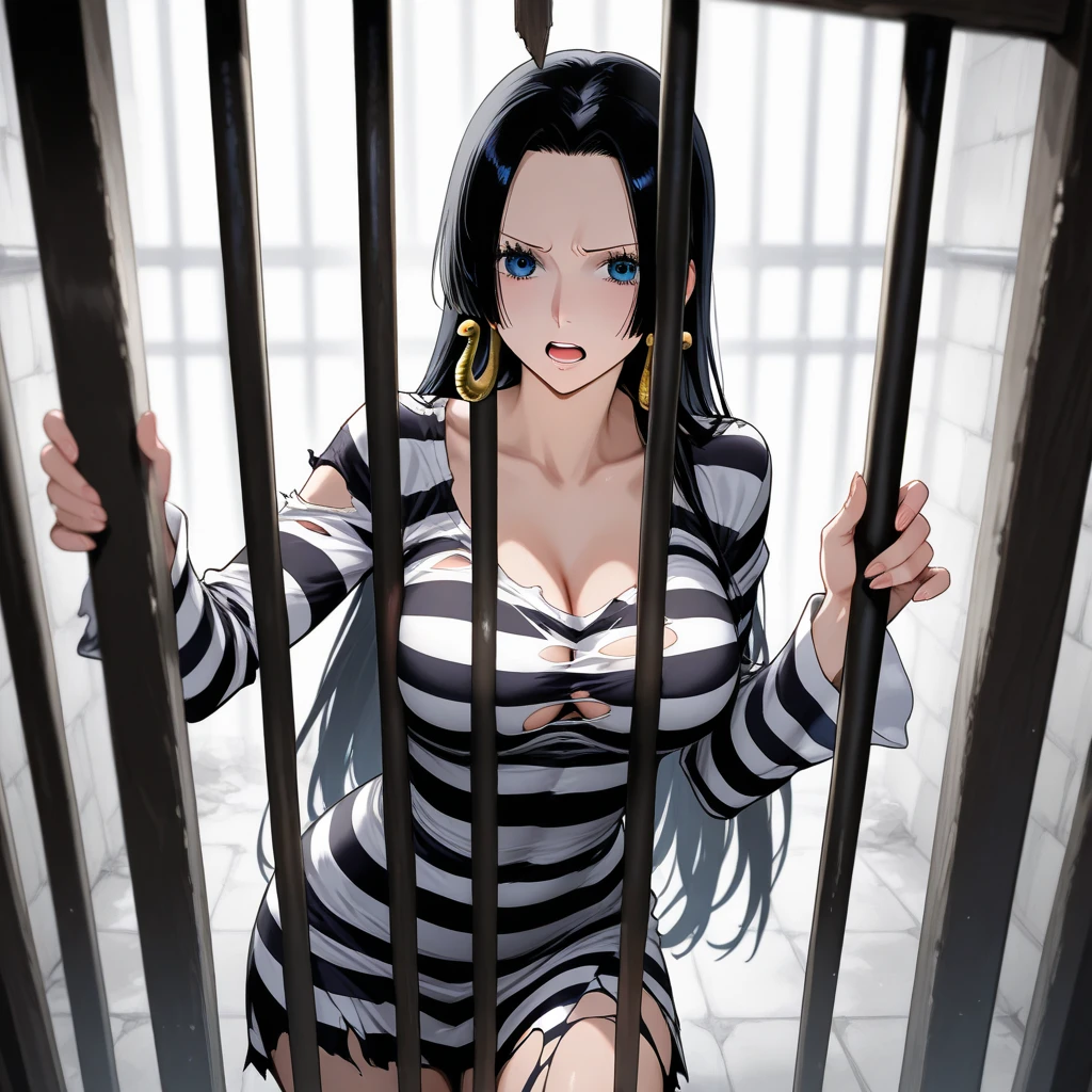 ((sexy girl ,gyaru))nsfw,glamorous, voluptuous, prison ,embarrassed, flushed, flushing,((stripe swimsuit))lerection of nipple,black hair,tentacle fack
