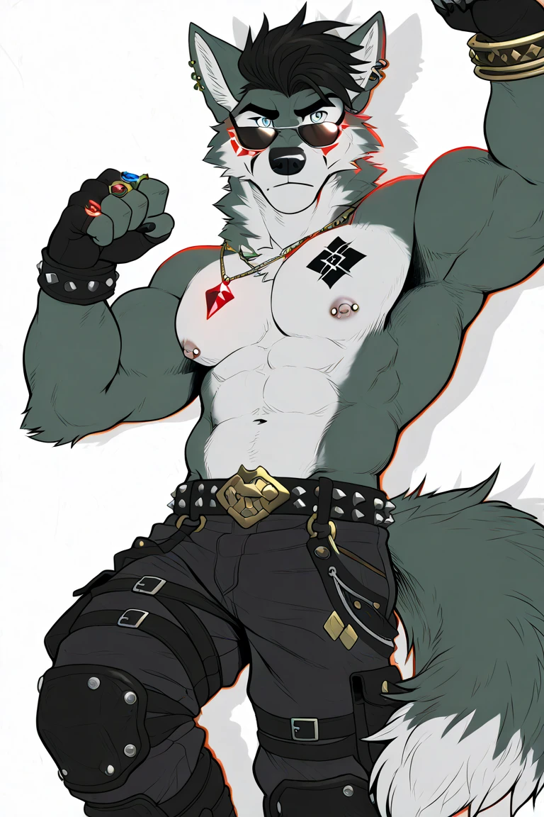 by pgm300,by fuguri,by kiyosan,by milkytiger1145,
furry,kemono,anthro,
male,solo,
wolf,wolf ears,wolf tail,
grey fur,
(blindfold:1.35),
open mouth,tongue out, 
collarbone,
pink nipples,
nipple piercing,
abs,navel,
jockstrap,
harness,harness ring,
arms behind back,
kneeling,