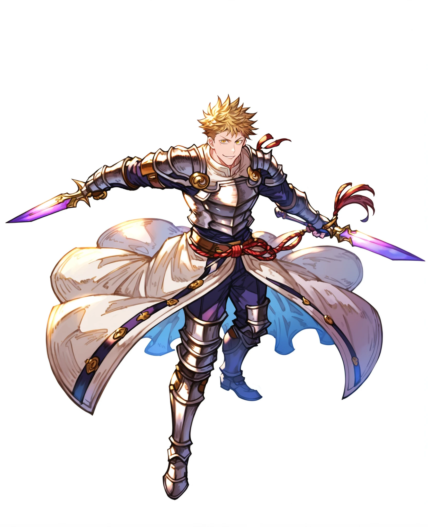 score_9, score_8_above, score_7_above, armor, anime origin, Minaba Hideo style (granblue fantasy), defined lines, vibrant colors, high quality BREAK art, men in black Gakuran style school uniform by Jujutsu Kaisen, coat , strong and muscular, brown, Red Eyes, confident pose, completely transparent white background, full body, yellow eyes.