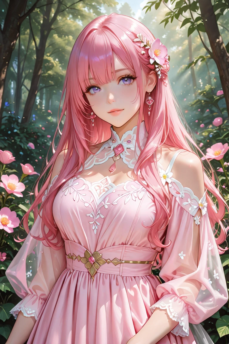 animesque Pink hair Goddess Dress Brevet Blue Eye Long huge tit Tomboy