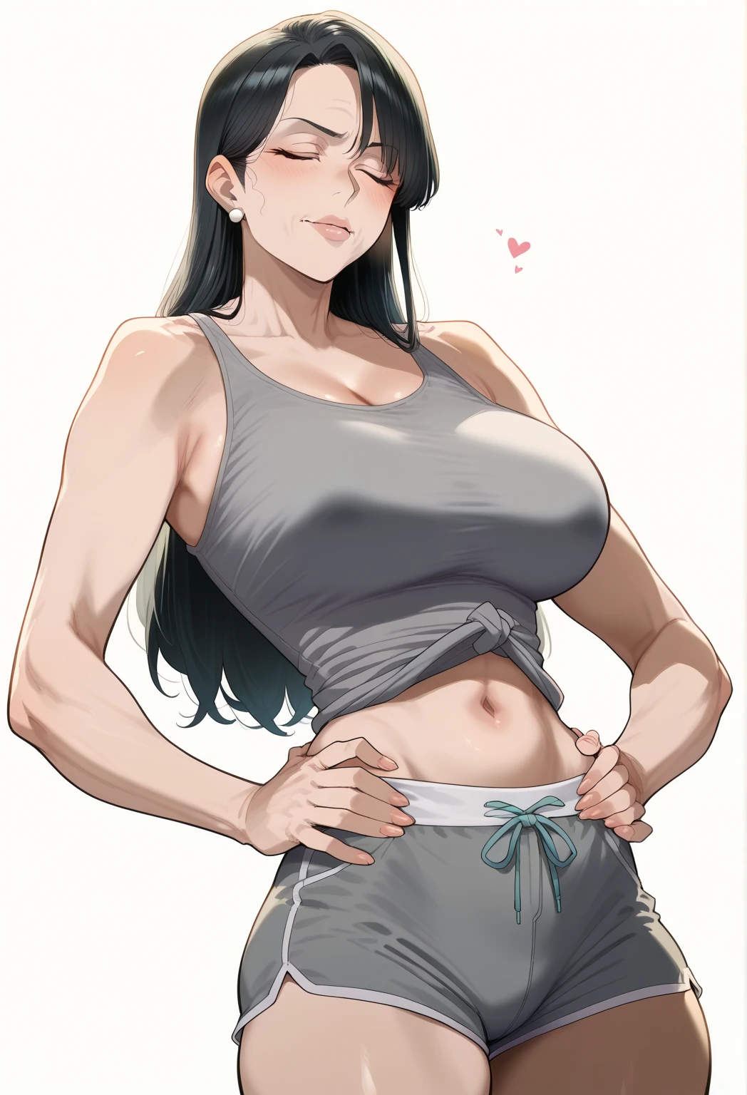 girl muscular thick pale skin black hair ultra detailed eyes huge breasts toned body embarrassed blush very long hair yellow eyes bust chart