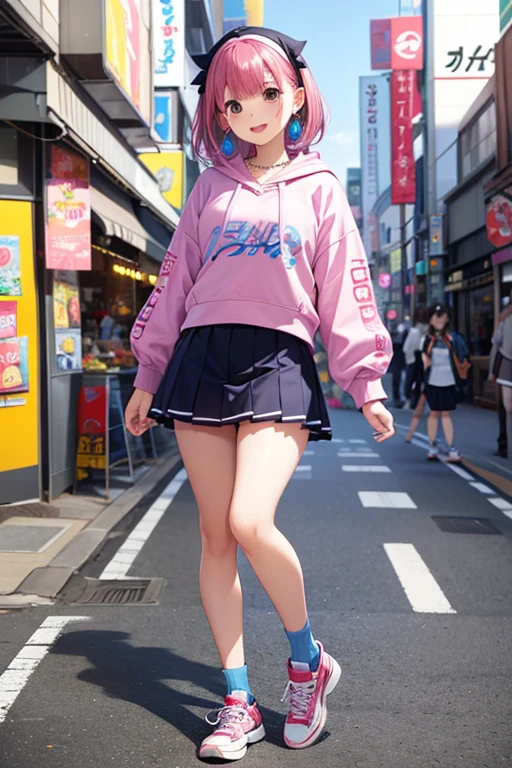 Pink sweatshirt,white under lingerie,sockes,athletic sneakers