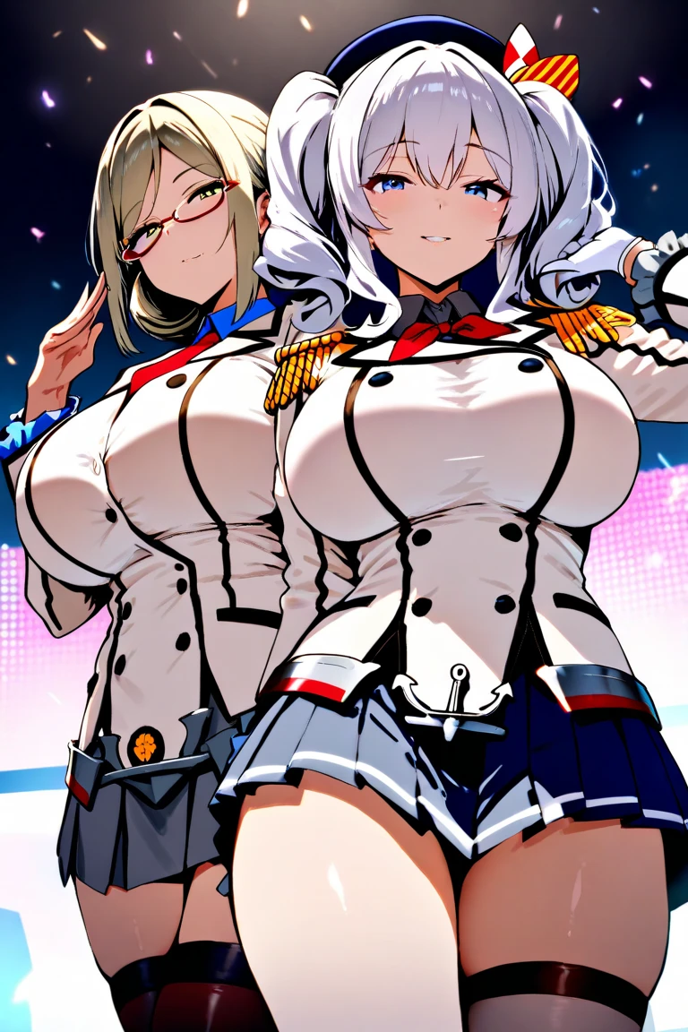top-quality、realistic touch,high-detail、photoRealstic、Long body、captive beauty、big eye、Strong platinum blonde eyelashes、platinum-blonde、full body Esbian、Sparkling eyes、Submissive smile、Flushed cheeks、Kamimei、thin-waist、Voluptuous thighs、Enraptured look、Raked bangs、The forehead is protruding、sleeveless、High school students in uniform 、skirts that are too short、No cleavage exposed、fuge sideboob、high school uniform with tie