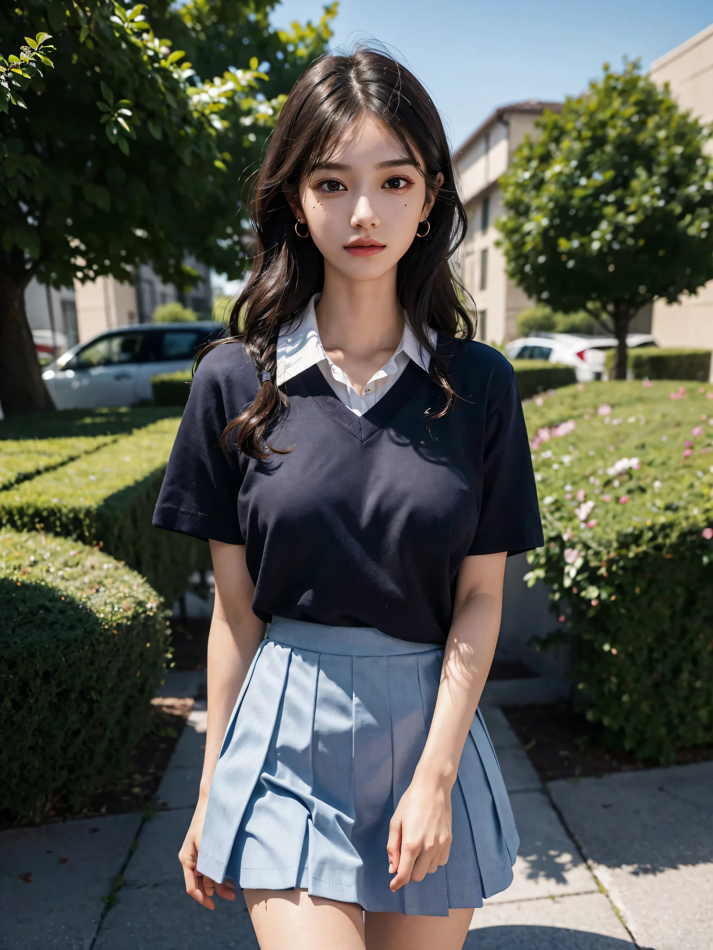 (masterpiece:1.3)、Very fine finish、(High resolution、8k:1.3)、(Highest quality、Ultra-realistic as a photo:1.5)、Sharp focus, Super high definition color、The face is in focus、Ultra high definition and beautiful eyes、Eyes are symmetrical:1.3、High quality and beautiful skin、Firm Skin、whole body、1 high school girl、uniform、、very cute、very cute、Natural Makeup, Glossy Lips、Strange facial expression, Wet eyes:1.3, blush:1.3, Embarrassing:1.3、Sitting in a chair、sexy、Navy blue mini skirt、I can see your thighs、