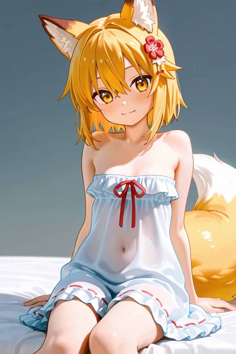 (flat chest:1.0), best quality, masterpiece, detailed, Kitsune neko, 1girl, closed mouth, light smile, orange hair, yellow eyes, medium hair, fox ears, fox tail, Senko Miko, miko, (NAKED:1.3), (NSFW:1.3), standing, looking at viewer, unity 8k wallpaper, (illustration:0.8), (beautiful detailed eyes:1.6), extremely detailed face, perfect lighting, extremely detailed CG, (perfect hands, perfect anatomy), Her beautiful face, drawn with incredible precision and realism, is surprisingly detailed. Every line, every crease on the skin is like a work of art. Sparkling eyes, with a fine drawing of each eyelash, look directly at you, radiating warmth and boundless tenderness, Senko is the true embodiment of grace and beauty, and every stroke on this cardboard canvas speaks of her charm. Her slender figure and graceful body lines are mesmerizing. Perfect hands, thin fingers,
