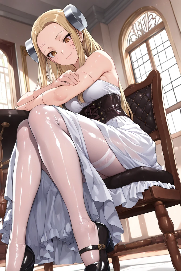 anime. 1 Girl. Cute girl. Princess. Disabled person. Blonde. Long hair. Wavy hair. Blue eyes. Beautiful eyes. Beautiful eyes. Expressive eyes. Ideal face. beautiful nose. 16 years. Medium breasts. Beautiful breasts. Urinary incontinence. Wants to pee. I need to pee. A strong, desperate urge to pee. Hands on crotch. He squeezes his crotch tightly. Rubs the crotch. She peed herself. Urine
flows down your thighs. Ideal anatomical body. Beautiful long legs. Diadem. Neat earrings. Pearl necklace. Luxurious white dress. Victorian style dress. White gloves. Heeled shoes. Wheelchair. Sits in a wheelchair. Full height.
The Royal Castle. Royal Garden. Beautiful character design. Shiny skin. Full body. NSFW. Official art. Extremely detailed CG Unity 8k wallpaper. Ideal lighting. Ultra high resolution 4K. Super detailed 8K resolution. A high resolution. Masterpiece. Best quality.