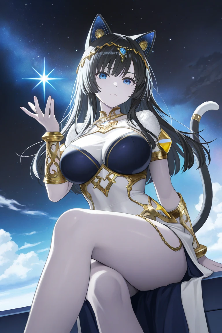 princess cut,naked, 光沢のあるnipple、(masterpiece),(highest quality:1.0), (ultra high resolution:1.0), Detail view, 8k, anime, masterpiece, brown eyes、nipple、provocative look　red wavy hair　very big breasts　Fair skin　highly detailed chest　very fine eyes　beautiful starry sky、grassland、thick eyebrows、one girl,grasslandの背景、blue sky、show off your chest、spread your legs、first-person view