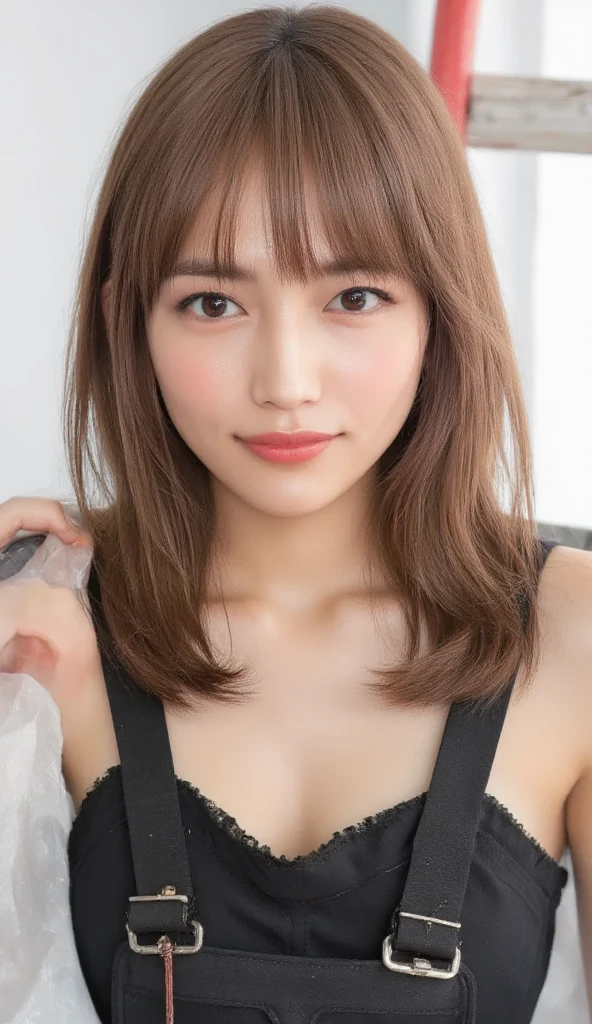 (Highest quality:1.5), (Realistic:1.5), (1 person:1.5), (crop top navel), (all fours), Seductively Posing, very detailed, okay, high resolution, 8k wallpaper, perfect dynamic composition, upper body, small breasts, natural colored lips, cute smile, Japanese woman, 20 year old girl, beautiful and classy face, perfect and beautiful face, beautiful and okay eyes, big eyes, brunette eyes, Beautiful and elegant face, perfect and beautiful double eyelids, natural bangs, beautiful thin nose, beautiful skin, chestnut brown hair, medium bob hair, short cut, natural bangs, perfect and beautiful face, slim face and style, (looking at camera), bright lighting, professional lighting, forward lighting, natural smile, on bed, lace bra and lace panties,