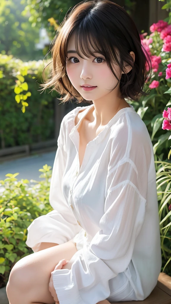 masterpiece, 1 beautiful girl, Fine grain, Puffy eyes, highest quality, 超High resolution, (reality: 1.4), Cinema Lighting, Japan, Asian Beauty, Korean, so beautiful, Beautiful Skin, thin, Body facing forward, (Ultra-realistic), (High resolution), (8k), (Very detailed), (Best illustrations), (beautiful and Fine grain), (Very detailed), (wallpaper), Detailed face, Bright lighting, Professional Lighting, Looking at the audience, Look straight ahead, The outfit is a beautiful light orange shirt and dress., 46 point diagonal bangs, Night view, Black Hair (Orange hair with mesh), Nogizaka46, Asuka Saito,