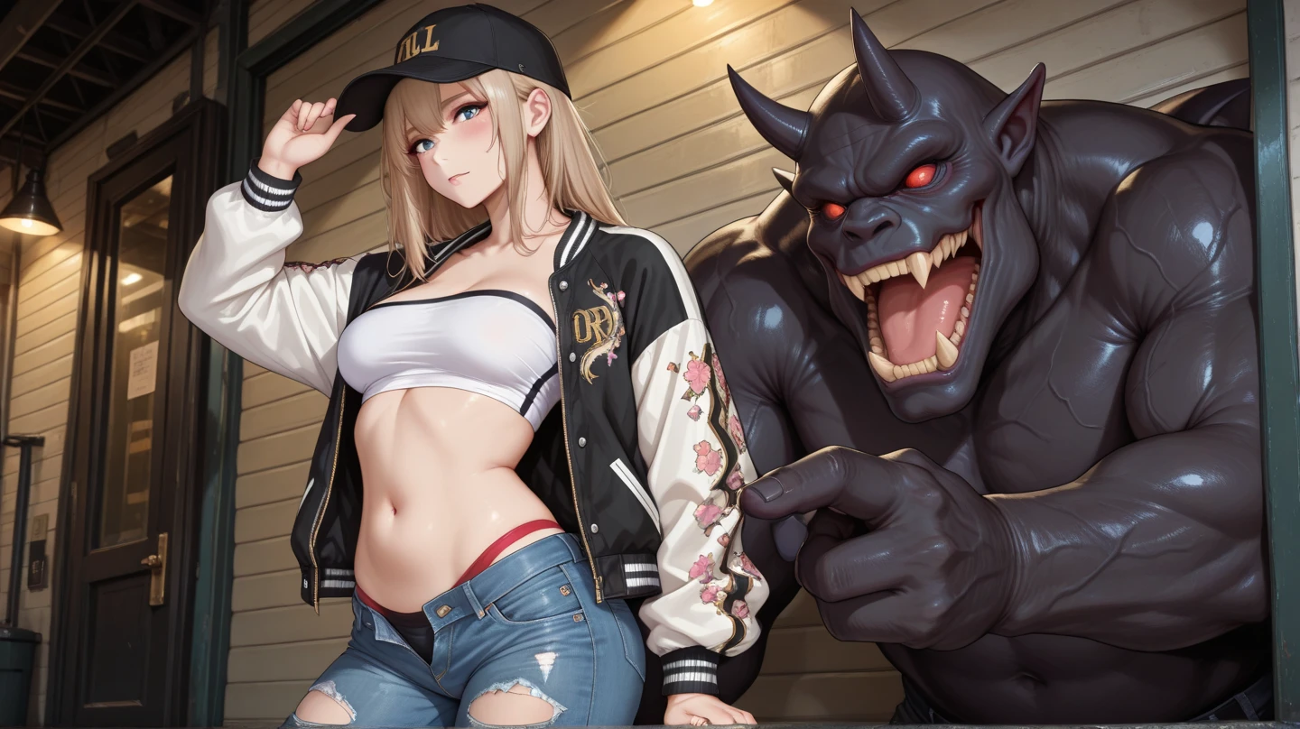 (Photorealistic:1.8, highest quality:1.8,8K masterpiece:1.8,High resolution,Mastepiece:1.8,RAW Photos,Cinematic lighting),No split screen、Office district at night、(Sentai Heroine)、(Completely naked、Torn clothes、Perforated clothing、Tiny G-string bikini、choker、Knee-high boots、No underwear、Beautiful ass、Beautiful thighs、breast button、Crotch strap、Plump nipples,cameltoe,Slender Abs:1.2),Beautiful and detailed eyes:1.7,Beautiful Skin:1.8、Beautiful nipples、Beautiful genitals、(Misaka Mikoto)、Random Sexy Poses:1.3、Leg spread、Monster in Western Armor、The woman is naked、woman is nude、
(A woman is fighting fiercely against monsters、Monsters attacking a woman、Monsters rape women、Monster ties up woman、The whole monster is visible:1.2)、Adult video shoot、Random Angle、
A rich expression、Gets angry violently、shout out loud、
 （short hair, Blonde Hair:1.5)、Sparkling Blue Eyes