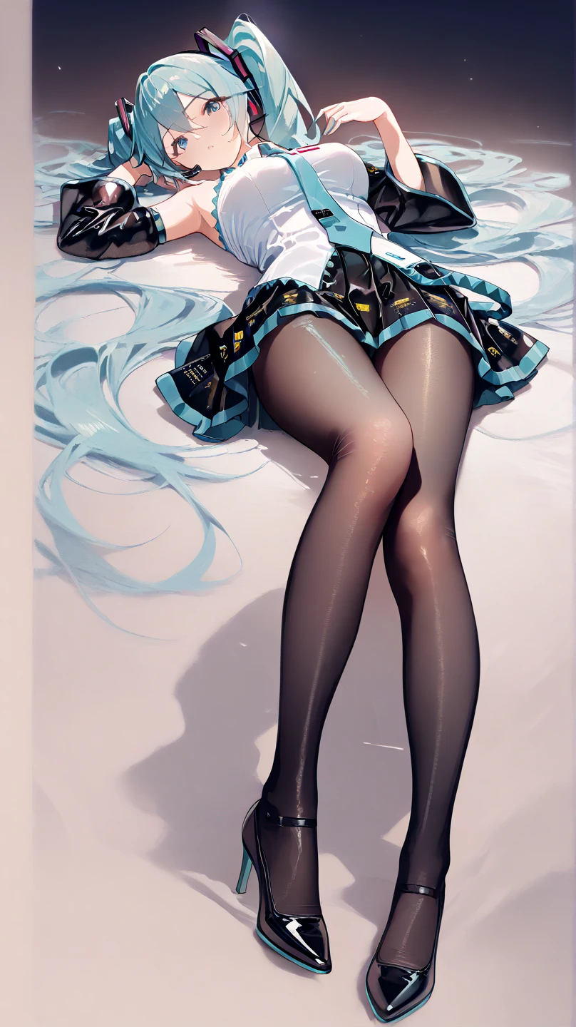 Hatsune Miku Has cool lights The flush on her face reveals her mood White stockings seduce people