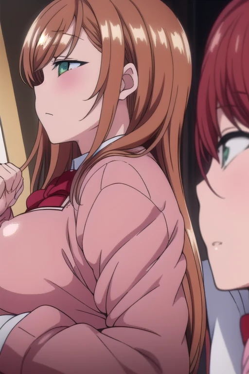 hand \(chainsaw man\), 1people々'woman, only, redhead, long braided hair, looking at the viewer, (interview:1.3), highest quality, shiny skin, highest qualityの, High resolution, perfect skin, extreme details, detailed face, (masterpiece), (highest quality), 一peopleの女の子, (throat), (large amount of saliva), ((I breathe)), (flap), throw, full face, stick out tongue, it will be imminent, teeth, gold eyes, fringe,open clothes、white underwear、white bra、white panties,whole body,nude,nipple,chest,1people々'woman