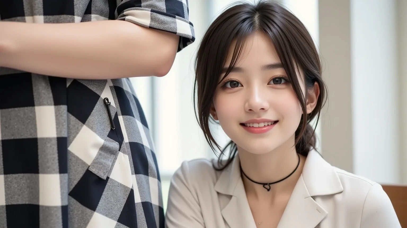 masterpiece, best quality,photorealistic,8k raw photo,midjourney style,,  a high-resolution, wide-angle photo of a person standing in a Japanese city during the day. The photo should have cinematic lighting and the person should be wearing a flower in their hair. There should also be colorful paper airplanes flying around them