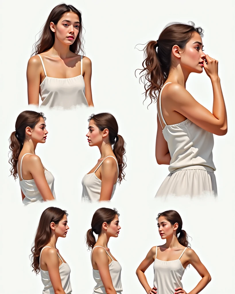 corpo inteiro, 30yr old，Female brunette hair，Back line，Sports short-sleeved clothes), （（Only the back is visible））,Ultra photo realsisim ,Lifelike texture, Dramatic lighting , cine still 800