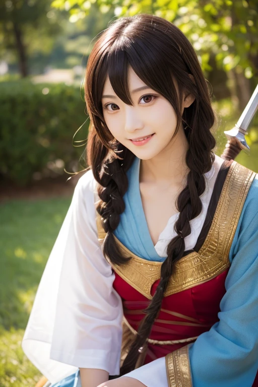 Masterpiece, high quality, high resolution, 8K, ((Skinny Japanese woman in a costume of Yang Guifei)), beautiful face, makeup of Yang Guifei, detailed face, detailed eyes