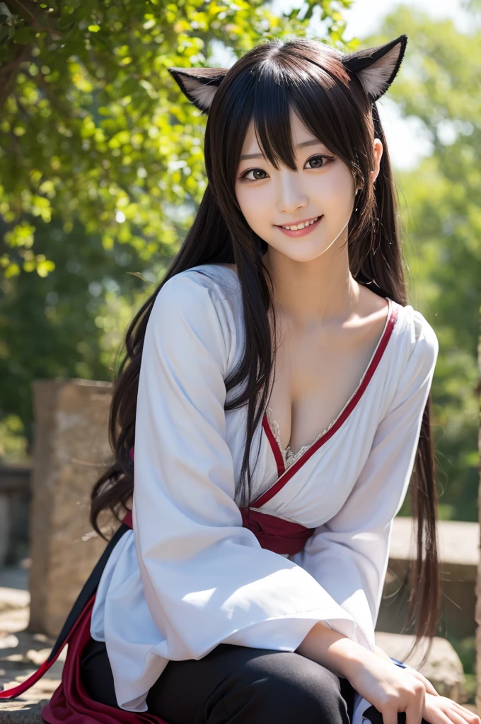 (ultra realistic) , (illustration), (increase resolution), (8K), (extremely detailed), (best illustration), (beautiful detailed eyes), (best quality), (ultra-detailed), (masterpiece), (wallpaper), (detailed face), solo,1 girl, looking at viewers, black straight hair, plump breasts, delicate details, in the dark, deep shadow, low key, pureerosfaceace_v1, happy smile, japanese Yukata, full body, bamboo forest