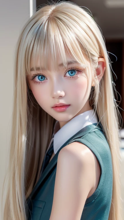 Twintails are sexy, so her face.., very cute and beautiful、Very shiny and beautiful skin、beautiful messy bangs、Very beautiful and cute sexy bright sky blue eyes、very big eyes beautiful very long shiny silky blonde hair、18 years old , very beautiful and cute girl、gross face、cheek gloss highlight、white beautiful skin、