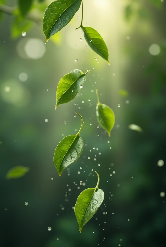 Tiny style illustration of cold dew solar terms with green leaves and water droplets, Vector illustration, high-resolution illustrations.