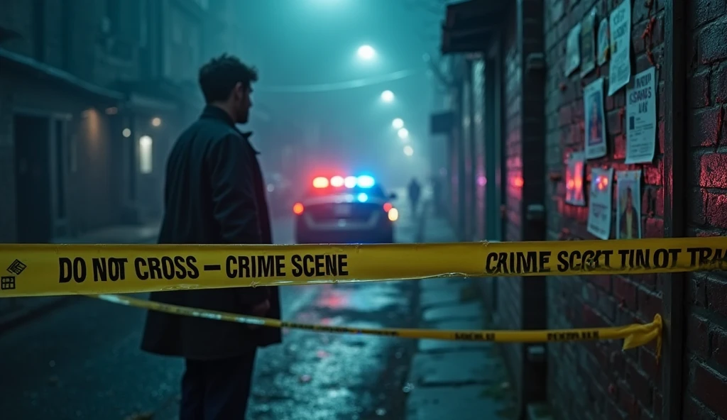 a police officer investigating a crime scene, highly detailed, hyper-realistic, photorealistic, 8k, ultradetailed, HDR, cinematic lighting, dramatic atmosphere, moody lighting, intense shadows, police uniform, official police badge, police hat, police gloves, police boots, police car in the background, crime scene tape, broken glass, blood stains, forensic evidence, dark alley, gritty urban environment, intense colors, dramatic color palette