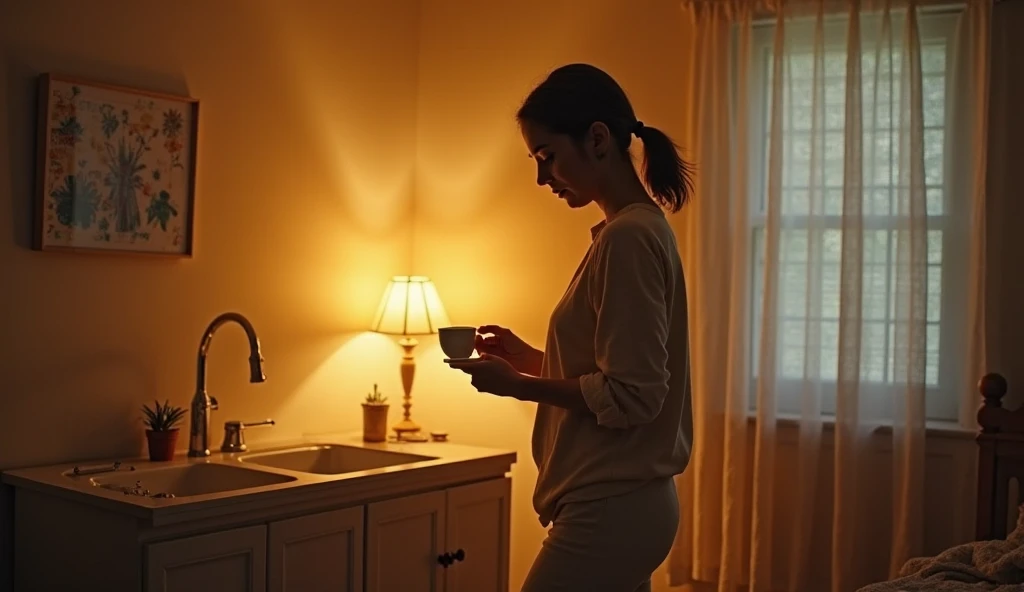 Bloody Mary, craft paper and paper cut, reflecting in a dimly lit bathroom mirror surrounded by flickering candles and a sense of foreboding, intricate details, high resolution.